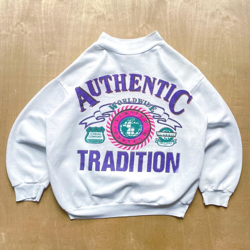 Vintage 90s Metro White Graphic Sweatshirt / Youth Size 10/12 / Made in Canada